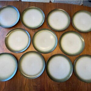 Vintage Heath Ceramics Sea and Sand Coupe Dinner Plates Set of 11 Fine Condition